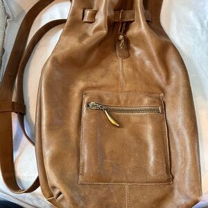 Sabina New York Genuine Leather Bucket Backpack Vintage Brown